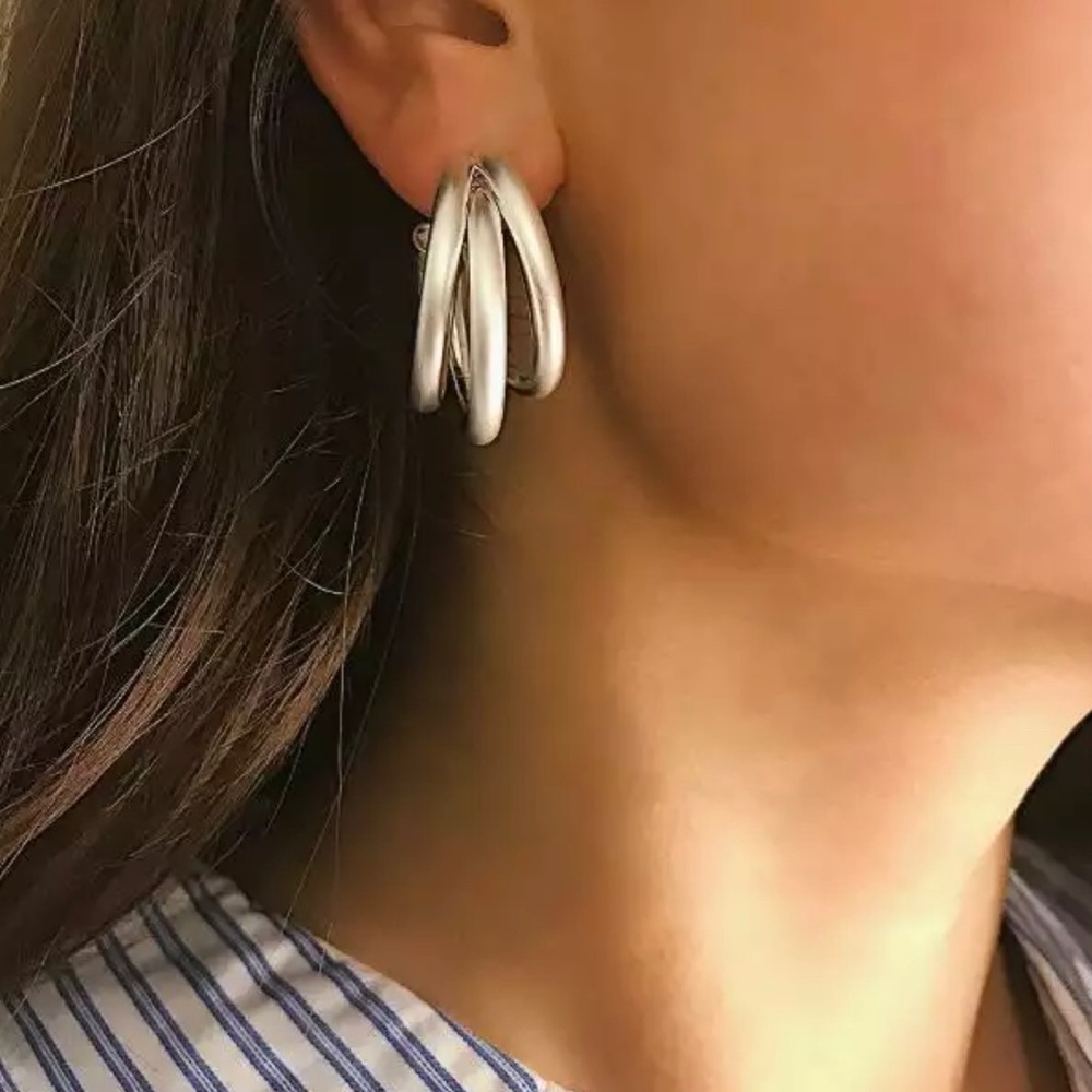 Silver Multi-Tube Earrings - Picture 1 of 4